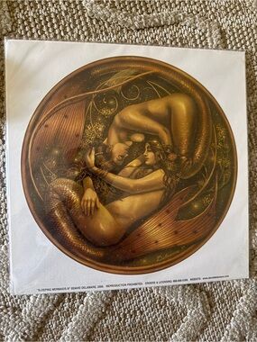 New Sleeping Mermaids III art print by artist David Delamare Round Art Print 10”